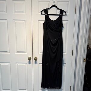 R & M Richards Black Maxi Dress with Embellishments